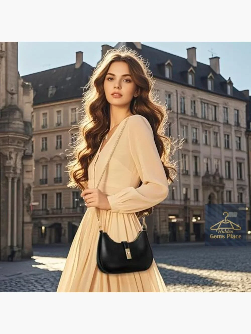 Faux Leather Hobo Handbag Crossbody Purse Shoulder Bag with Chain Strap